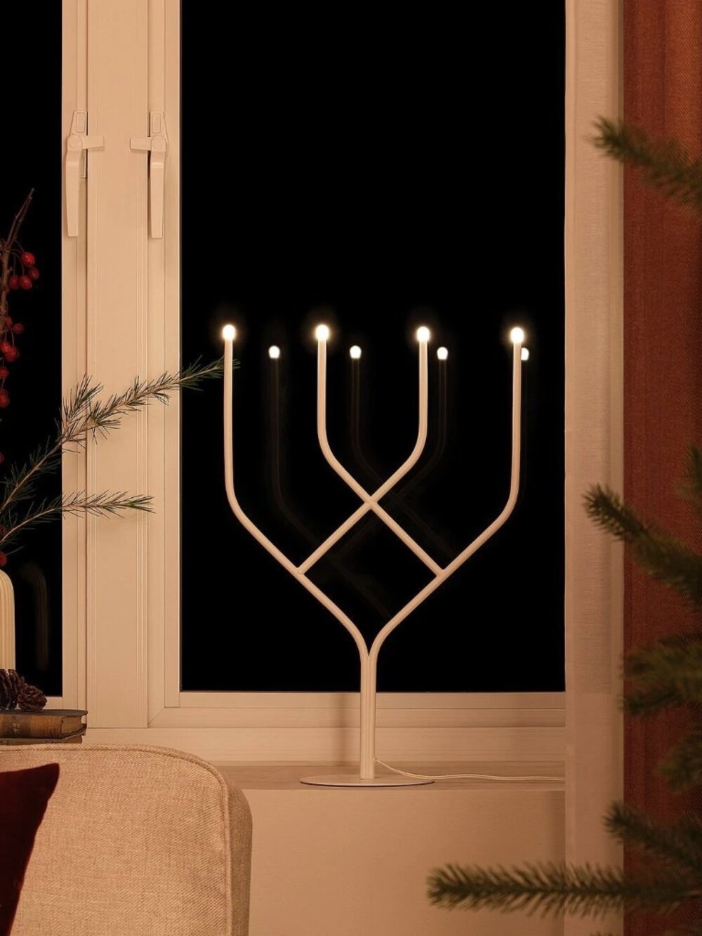 FROJDA LED 4 Arm Candelabra Metal White LED Lamp Christmas Light